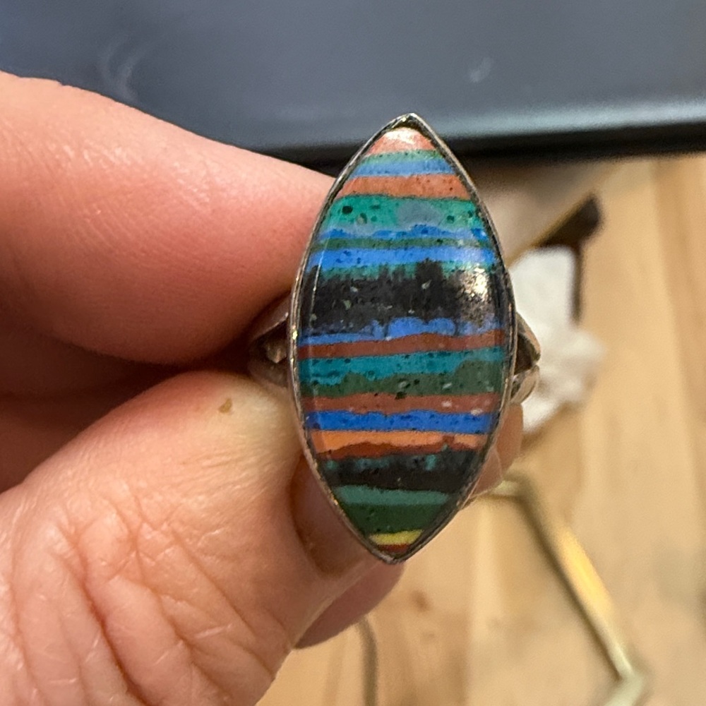 Sterling Silver Rainbow Agate Ring